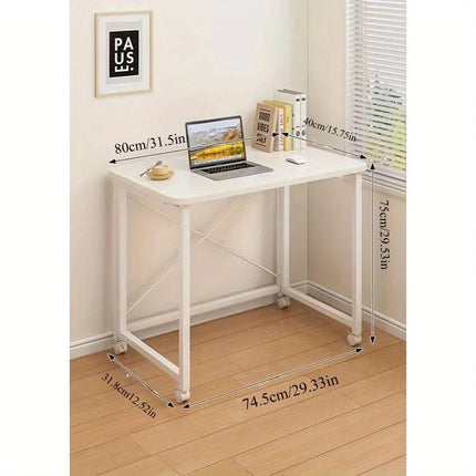 Simple Computer Desk Foldable Mobile Bedroom Makeup Bedside Small Desk Writing Desk by zapcart
