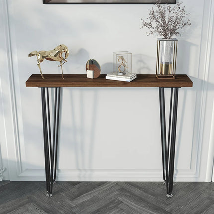 Modern Console Table, Solid Wood & Iron Entryway Table, Slim Hallway Sofa Table, Stylish Narrow Sideboard for Living Room by zapcart