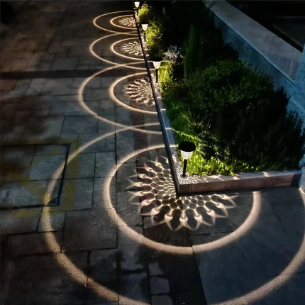 Solar Light Outdoor Waterproof Circle Shadow Lawn Solar Powered Pathway Garden Light LED Landscape Light Decorative for Walkway by zapcart