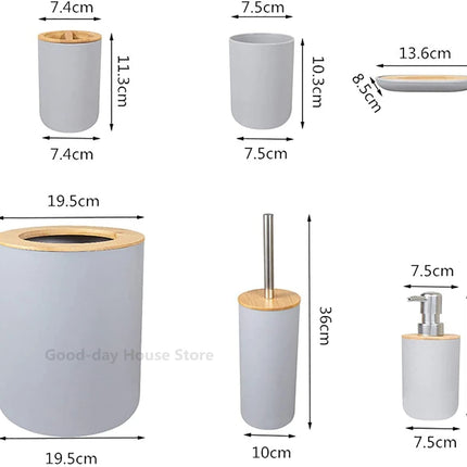 Bathroom Accessories Set Soap Dispenser Bottle Dish Washroom Toothbrush Holder Cup Suit Lotion Rack Toilet Brush Garbage Can by zapcart