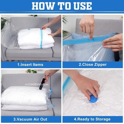 Thickened Vacuum Storage Bags (1–10 Pack) – Transparent Space-Saving Bags for Clothes & Quilts by zapcart