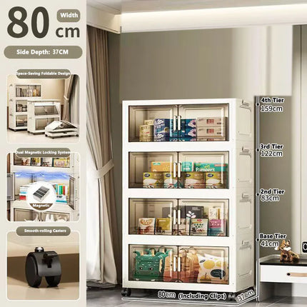 Foldable Multi-Layer Plastic Baby Wardrobe No-Install Clothing Storage Cabinet for Home Living Room Bedroom Portable Storage Box by zapcart