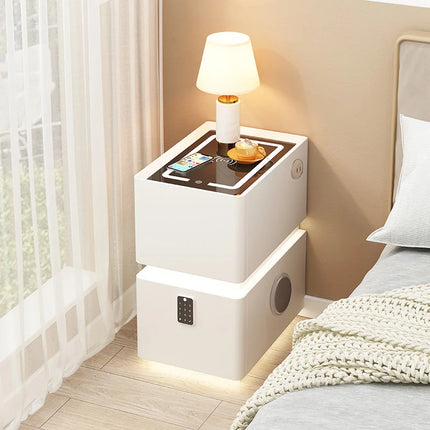 Wireless Charging Smart Bedside Table Modern Solid Wood Drawer Cabinet Floating Narrow Nightstand Minimalist Bedside Storage by zapcart