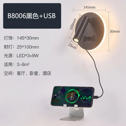 LED Wall Mounted Reading Light with Switch And USB Port Rotatable Bedside Wall Lamp Wall Sconce Spotlight for Bedroom by zapcart