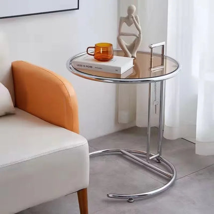 Nordic Glass Coffee Tables Living Room Furniture Side Table Balcony Stainless Steel Lifting Tea Table Transparent Bedside Tables by zapcart