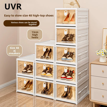 UVR Dustproof Shelf Multi-layer Integrated Foldable Shoe Organizer Large Capacity Snack Storage Box Household Shoe Cabinet by zapcart