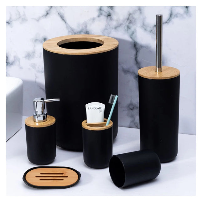 Bathroom Accessories Set Soap Dispenser Bottle Dish Washroom Toothbrush Holder Cup Suit Lotion Rack Toilet Brush Garbage Can by zapcart