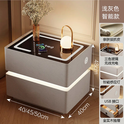 Floating LED Bedside Table Smart Nightstand with Wireless Charging Luxury Modern 2-Tier Storage Drawer Compact Bedroom Furniture by zapcart