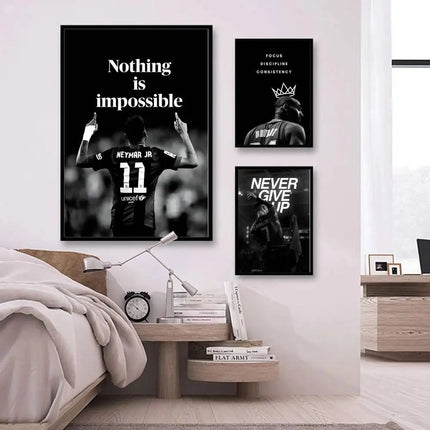 Athlete Inspirational Quotation Poster Home Gym Football Basketball Prints Wall Stickers Paintings for Home Living Room Decor by zapcart