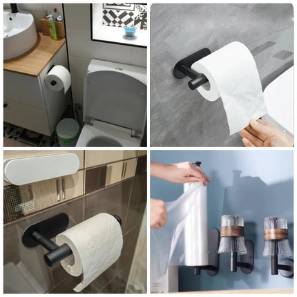 Adhesive Toilet Paper Holder Kitchen Roll Towel Rack Napkin Dispenser Absorbent Stand Tissue Hanger Bathroom Accessories by zapcart