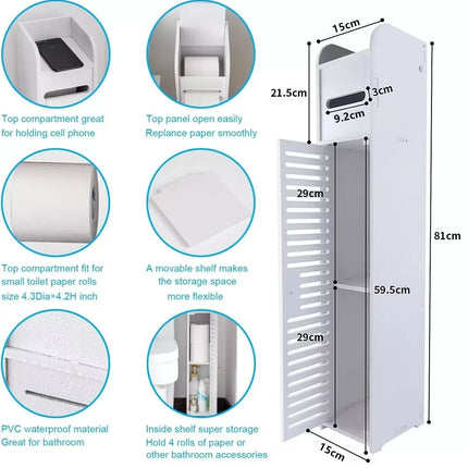 DayPlus Bathroom Floor Cabinet Home Storage Cabinet with Doors and Shelves, Home Furniture Unit, 16 x 15 x 80 cm by zapcart