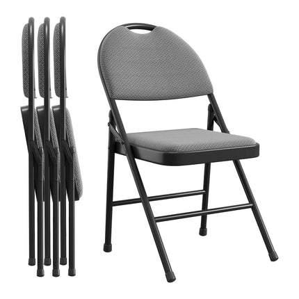 2/4/6 Pack Fabric Padded Folding Chairs Metal Frame Commercial Stackable Guest Chairs with Linen Cushion Back for Indoor Outdoor by zapcart
