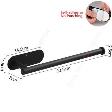 Wall Mount Toilet Towel Paper Holder Adhesive Black Silver Kitchen Roll Paper Stand Hanging Napkin Rack Bathroom Accessories WC by zapcart