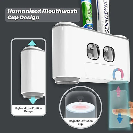 Automatic Toothpaste Dispenser Magnetic Toothbrush Holder Bathroom Accessories Set Wall Mounted Toothpaste Squeezer by zapcart