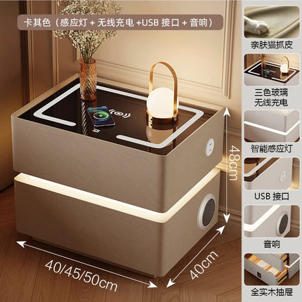 Floating LED Bedside Table Smart Nightstand with Wireless Charging Luxury Modern 2-Tier Storage Drawer Compact Bedroom Furniture by zapcart