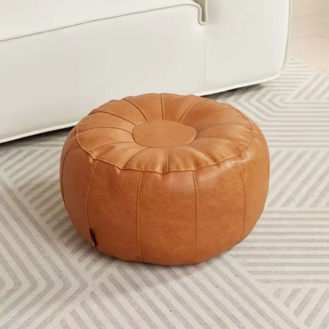 PU Leather Unstuffed Storage Leg Bench Need to Fill Clothes Large Capacity Storage Pouf Round Nordic Sofa Footstool Living Room by zapcart
