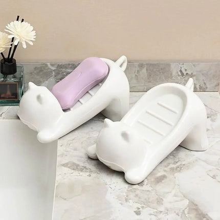 Cartoon Cat Soap Box Cartoon Soap Dish Drainable Storage Holder Soap Container Storage Dish Household Bathroom Accessories by zapcart