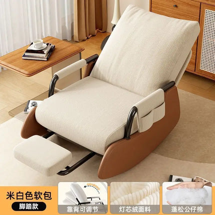 Rocking Chair Household Reclining And Sleeping Lazy Sofa Balcony Adult Leisure Living Room Single Lunch Break Adjustable Recline by zapcart