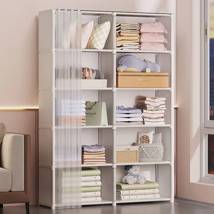 Dustproof Simple Wardrobe Home Bedroom Dormitory Plastic Multi-Layer Clothing Quilt Toys Books Debris Storage Cabinet by zapcart