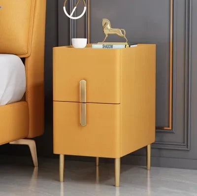 Nordic Style Bedroom Bedside Table Modern Mini Narrow Rock Surface Nightstand Self-Contained 2 Drawers Wooden Tables by zapcart