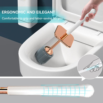 360 Degree Seamless Wall-mounted Brush Household Silicone Material Toilet Brush Wall-mount Toilet Brush Bathroom Accessories by zapcart