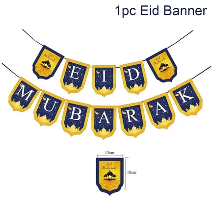 FENGRISECN Eid Mubarak Banner Plates Ramadan Tableware Kit by zapcart