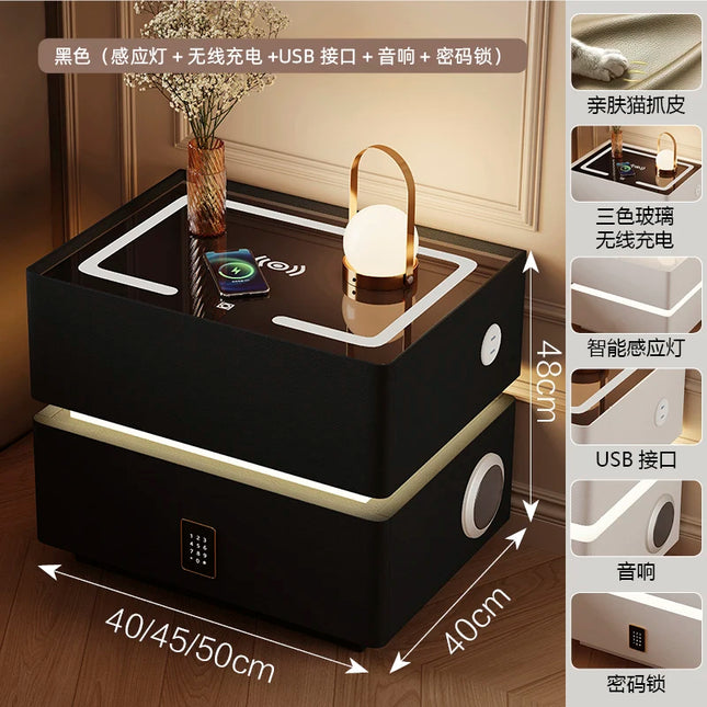 Floating LED Bedside Table Smart Nightstand with Wireless Charging Luxury Modern 2-Tier Storage Drawer Compact Bedroom Furniture by zapcart