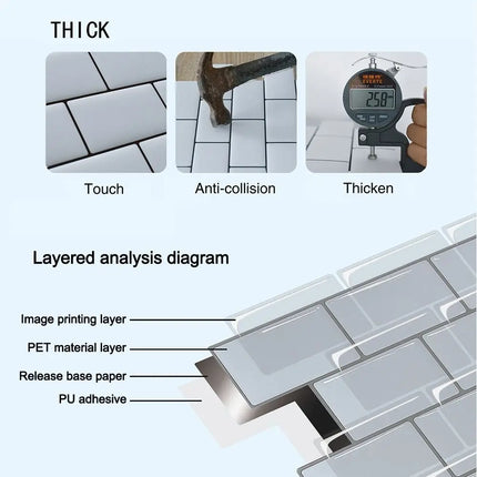 Waterproof Self Adhesive Tile Wall Stickers Oil-proof Moisture-proof Wall Decal Anti Fouling Heat-resistant Wallpaper by zapcart