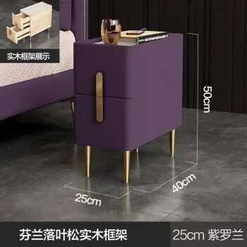 Nordic Style Bedroom Bedside Table Modern Mini Narrow Rock Surface Nightstand Self-Contained 2 Drawers Wooden Tables by zapcart