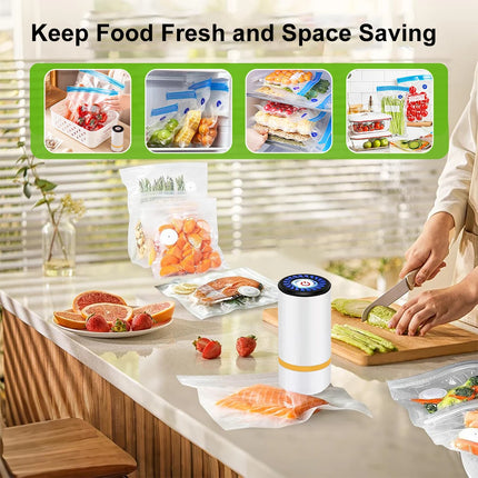 Mini Air Pump Food Vacuum Sealer Pump USB Rechargeable Food Sealer Pump & Vacuum Sealer Bags BPA Free Food Storage Zipper Bags by zapcart