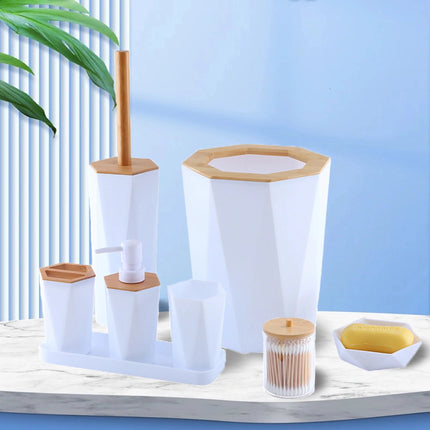 8pcs Luxury Bathroom Accessories Set Bath Supplies Lotion Rack Garbage Bin Toilet Brush Wash Rack Mouth Cup Soap Rack Home Decor by zapcart