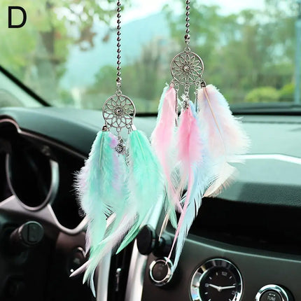 Mini Dream Catcher Car Mirror Hanger Calming Wind Chimes by zapcart