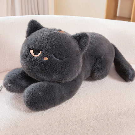 Black Cat Plush Pillow Soft Stuffed Lying Cat Cushion Cute Sleeping Cat Design Lovely Birthday Gift Idea for Cat Lovers by zapcart