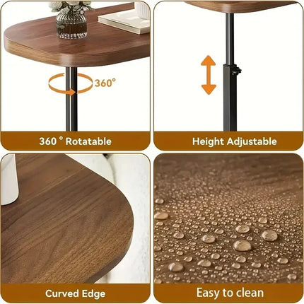 Luxury Adjustable Height Sofa Side Table Portable C-Shape Coffee Table with Cork Finish for RV Home Office Living Room Bedroom by zapcart