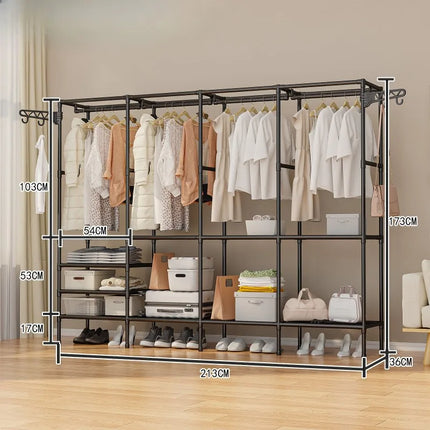 Simplecoat rack Multifunctional floor double row hanger Hanging hanger Drying rack Bedroom home reinforcement Stylish and simple by zapcart