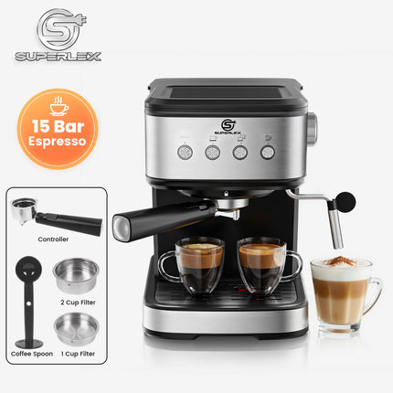 SUPERLEX Semi Automatic Italian Coffee Machine 1100W Pressure High-pressure Extraction and Milk Froth Two in One Coffee Machine by zapcart