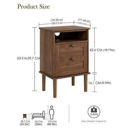 Bedside Cabinet with Door amp Open Top Shelf Side Table for Bedroom amp Living Room,Fits Small Space Walnut 15.35x 11.42x23.5 by zapcart
