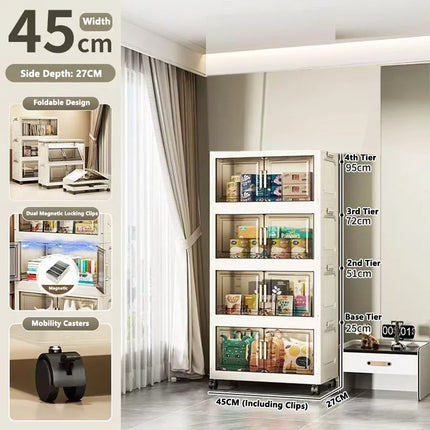 Foldable Multi-Layer Plastic Baby Wardrobe No-Install Clothing Storage Cabinet for Home Living Room Bedroom Portable Storage Box by zapcart