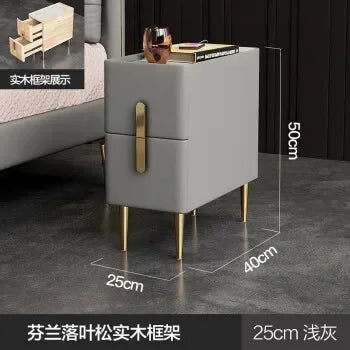 Nordic Style Bedroom Bedside Table Modern Mini Narrow Rock Surface Nightstand Self-Contained 2 Drawers Wooden Tables by zapcart