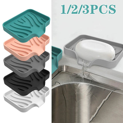 Silicone Soap Dish for Bathroom Self Draining Soap Bar Holder Kitchen Sink Soap Dish Sponge Drain Pad Countertop Soap Dispenser by zapcart