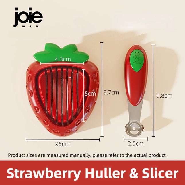 Joie Strawberry Huller Slicer Stainless Steel Strawberry Slicer Fruit Leaf Stem Remover Salad Cake Tools Kitchen Accessories by zapcart