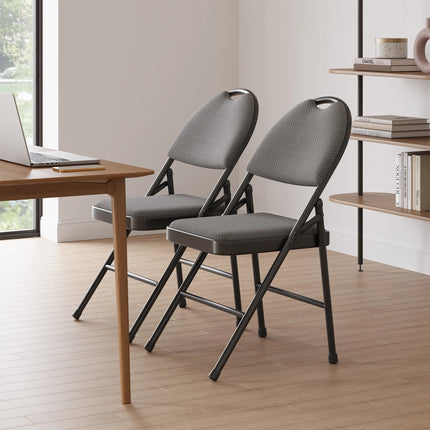 2/4/6 Pack Fabric Padded Folding Chairs Metal Frame Commercial Stackable Guest Chairs with Linen Cushion Back for Indoor Outdoor by zapcart