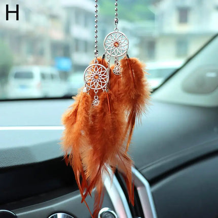 Mini Dream Catcher Car Mirror Hanger Calming Wind Chimes by zapcart