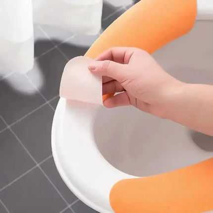Toilet Seat Cover Soft Closestool Paste Solid Color Toilet Sticky Seat Pad Washable Bathroom Warmer Seat Lid Cover Pad Universal by zapcart