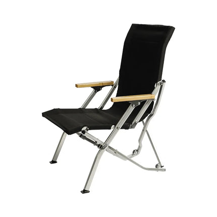 Outdoor Folding Chair Portable Relaxing Aluminum Alloy Backrest Wooden Arm Fishing Beach Travel Garden Patio Camping Chair by zapcart