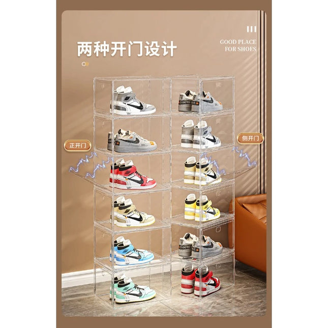Shoe box, hard box, magnetic suction, front side opening storage, transparent acrylic bag, hand-held storage box, shoe cabinet by zapcart