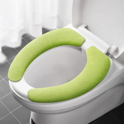 Toilet Seat Cover Soft Closestool Paste Solid Color Toilet Sticky Seat Pad Washable Bathroom Warmer Seat Lid Cover Pad Universal by zapcart