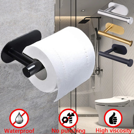 Adhesive Toilet Paper Holder Kitchen Roll Towel Rack Napkin Dispenser Absorbent Stand Tissue Hanger Bathroom Accessories by zapcart