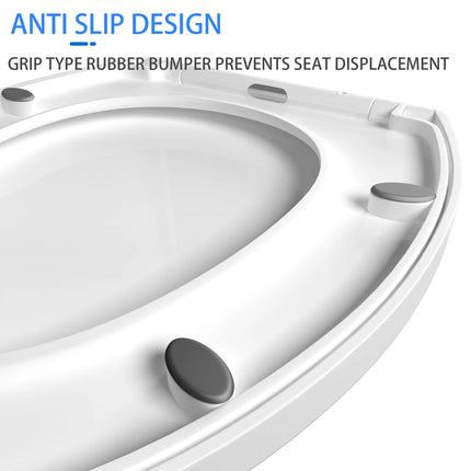 Toilet Seat in Oval Shape，Toilet Lid with Soft-Close Mechanism，Quick Release Attachment to the Top 360° Adjustable Hinges by zapcart