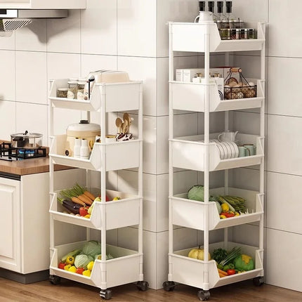 5-tier Storage Rack Storage Cart Bookshelf - Mobile Storage Rack with Wheels for Living Room Bedroom Dormitory Book Storage Rack by zapcart